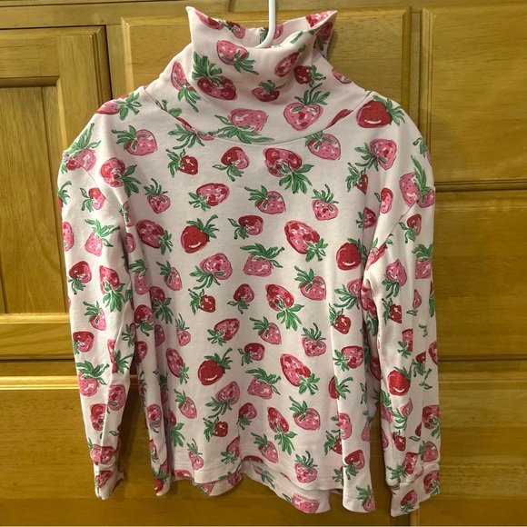 Luigi Kids Girl’s Pink 100% Cotton Turtleneck with Strawberry Print Size 6, EUC - Picture 2 of 6